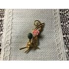 Брошь Розовый Коралл Нефрит Германия винтаж