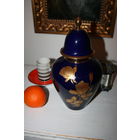 ВАЗА КПМ ГЕРМАНИЯ КОБАЛЬТ С ЗОЛОТОМ РУЧНАЯ РОСПИСЬ СТАРАЯ