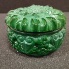 Шкатулка Цветок, малахитовое стекло. Чехословакия