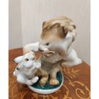 Статуэтка фарфоровая ссср . ЛФЗ . ,, Лев и заяц,, 1950 г.