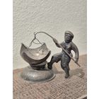 Серебряное вьетнамское Ситечко для чая в виде фигурки рыбака. проба 900