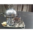 Самовар , поднос, подстаканники.Состояние нового!