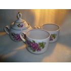 Сахарница и 2 чашки СССР Фарфор МФЗ Минск