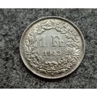 Швейцария 1 франк 1943 год серебро
