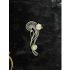 Брошь винтажная филигрань со вставками под жемчуг СССР