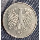 5 марок 1992 F  ФРГ Германия 5 ДМ  (  F 	 Штутгарт  )