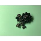 Брошь Цветок Чёрные стразы Германия винтаж