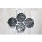 Настенное, стеклянное панно в металлической раме "Времена года".