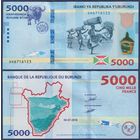 Бурунди, 5000 франков 2018 г., P-53b (DH, буйвол, танцоры с барабанами), UNC