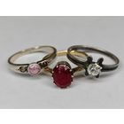 Серебряное кольцо 875 пр. СССР одним лотом 3 шт. С рубля.