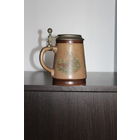 Фарфоровый пивной бокал с металлической крышкой, клеймо, Германия, охотничья тематика.