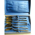 Набор кофейных ложек 6 шт. в коробке. мельхиор, позолота. Таллинский ювелирный завод