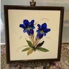 Панно фарфор Цветы Горчанка Альпийский цветок Живопись Англия винтаж цена за 2 шт Цена снижена!