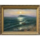 Багрянцев Н.М "Море.Лунная дорожка", картон, масло. Размер с рамой 80х60 см.