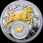 Телец .  Цялец. 2013 (Taurus. 2013)  , Телец . Бык ,  2013 ,серебро , 20 рублей . Знаки Зодиака . Гороскоп. Гараскоп .