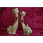 Статуэтки фарфоровые   " Котики "  2 шт.   целые   , высота 18 см ; 20 см
