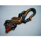 Панно Геккон с о. БАЛИ (Индонезия). Резьба по дереву. Ручная роспись.