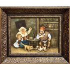 Почицкий В.В (dr. Klein). "Невинные забавы в театре простых страстей" или "Кость раздора". 1997 год. Холст, масло. Размер 47х58 см.