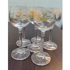 Винтажный набор бокалов 6 штук Богемия  с рисунком в идеальном состоянии в оригинальной коробке. 60 мл