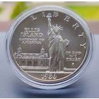 США, 1 доллар 1986 г., KM#214 (Ag900, Статуя Свободы на острове Эллис), AU