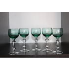 Набор стеклянных бокалов для напитков, 5 шт, зеленое стекло.