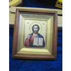 Икона Господь Вседержитель в деревянной раме под стеклом 18х16х3 см.