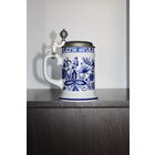 Фарфоровый пивной бокал, с металлической крышкой, клеймо, REINZINN, Германия.