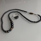 Винтажный сет. Колье и серебряное колечко. Гематит