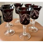 Набор Бокалов для вина цветной хрусталь Венгрия 1960х