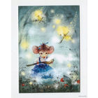 Открытка. Животные. Мышка. Туман. Паучок. Художник Ек. Бабок (чистая)