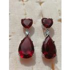 Серьги серебро 925 пробы, с красными камнями, торги с Рубля