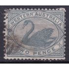 148а.Aust. Великобритания. Австралийские штаты. Западная Австралия. Чёрный лебедь. Стандарт. 1890/93 гг. 2p. Mi.#35.