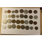 Монеты иностранные стран мира с 1 рубля 32 штуки.