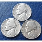 5 центов  1953 P D S США Джеферсон 3 монеты