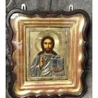 Икона " Вседержитель ". 19-й век. Оклад серебро 84 пр. Киот