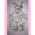 Шифоновый топ "Белый леопард" с завязками вокруг шеи, р.XL/XXL