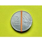 Индия. 2 рупии 2008. Брак, смещение + разворот (поворот).