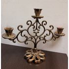 Винтажный трехрожковый металлический подсвечник, 1970 гг.