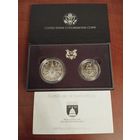 Подарочный набор США 1+0,5 доллар. 200 лет Конгрессу США, Серебро.  1989г.