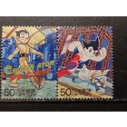 Япония, 2000. Иллюстрации к обложке журнала. Комикс. Сцепка. Mi-3,4 евро гаш.