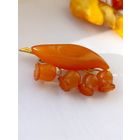 Брошь Ландыши.Янтарь