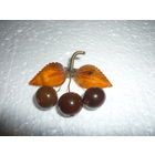 Редкая Янтарная Брошь. СССР. Вишни Без МЦ!