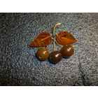 Редкая Янтарная Брошь. СССР. Вишни Без МЦ!