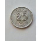 25 эре 1957 года Швеция. Серебро 400. Монета не чищена. 45378