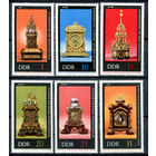 ГДР - 1975г. - Старинные часы - полная серия, MNH, одна марка с полосой на клее [Mi 2055-2060] - 6 марок