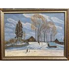 Фетисов И.Я "Лунный вечер", 1993г. Холст на картоне, масло. Размер 48х66,5 см.