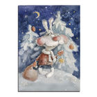 Открытка. Фауна. Животные. Заяц. С новым годом! Зима. Ночь. Ёлочка. Юмор. Худ. О.Колыхалова (чистая)