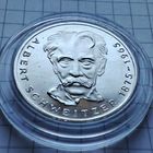5 марок ФРГ 1975 года .100-летие со дня рождения философа Альберта Швейцера  .Серебро.
