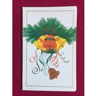 Новогодняя поздравительная Латвийская открытка. Айя Завицка 1987 г. Двойная.