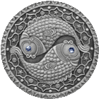 Рыбы.  2009 , Рыбы ( Pisces ) . Серебро , 20 рублей . Знаки Зодиака . Гороскоп. Гараскоп .